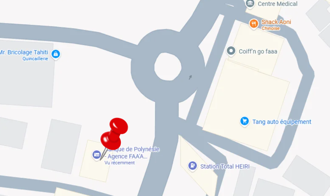 Plan localisation agence Faa'a temporaire et actuelle