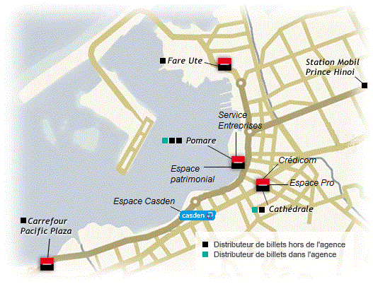 Carte des agences de Papeete